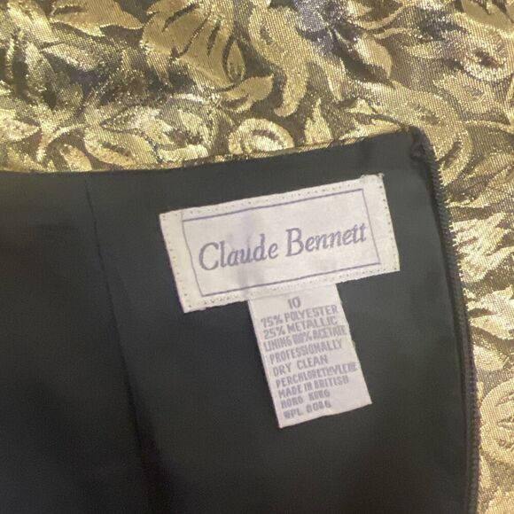 VTG Claude Bennett Women's Size 10 Metallic Gold Black Mini Dress Party Evening - Picture 8 of 9